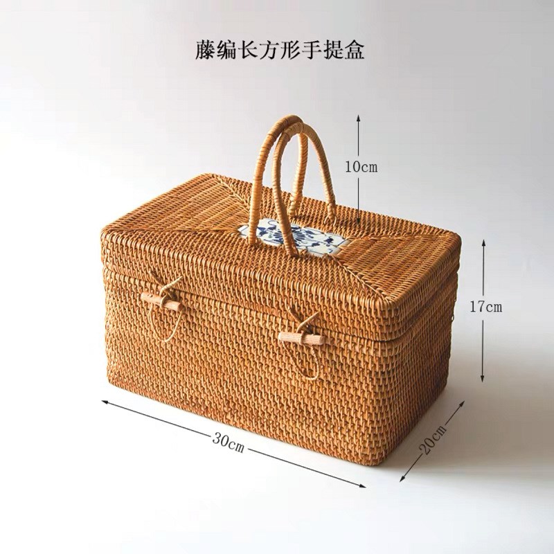 藤编茶盘创意托盘茶具箱手提箱越南秋藤手工编织