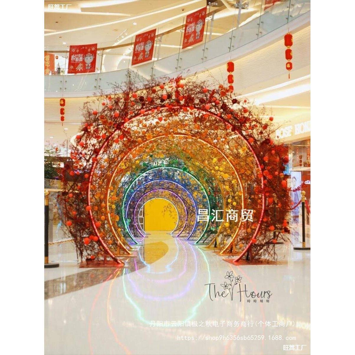 大型拱门秀户外灯光节网红灯光时光隧道灯发光几何亮化led造型灯