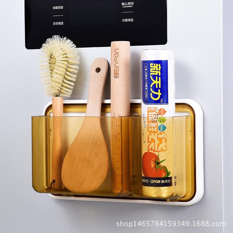 厨房冰箱置物架收纳盒保鲜膜收纳盒磁铁吸附冰箱挂架小物件整理