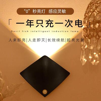 门口感应灯入户门牌氛围走廊自动射灯玄关充电照明灯智能感应壁灯