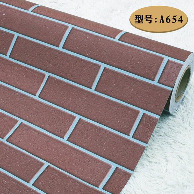 防水防晒自粘墙纸复古真砖纹餐厅彩钢房外墙翻新装饰贴纸室外