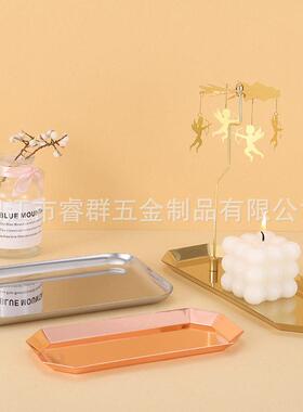 不锈钢菱形香薰蜡烛托盘家居摆件装饰首饰盘香薰蜡烛工具底座送礼