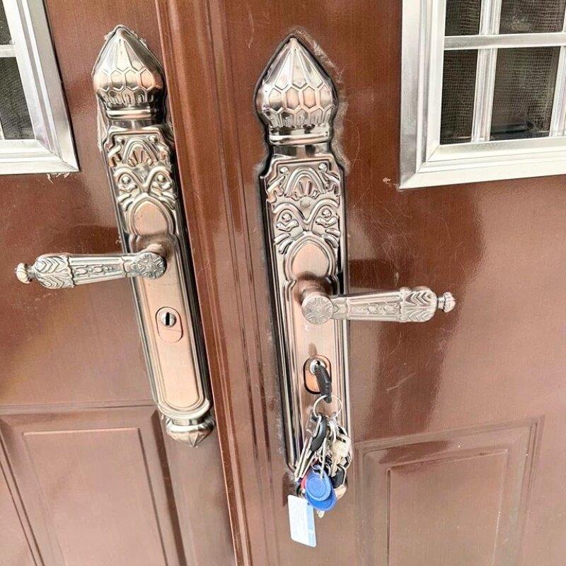 双活通用型可调拉手单活双门锁桃型大门把手方向左右可调豪华