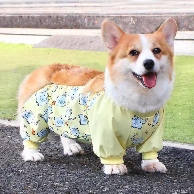 柯基护肚衣宠物狗狗衣服肚兜护肚加厚防尘防水防脏雨衣腿套中型犬