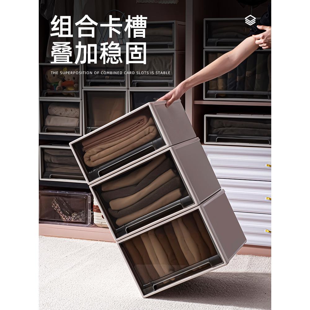 收纳箱抽屉式塑料家用衣柜衣服衣物收纳盒子透明储物柜置物整理箱