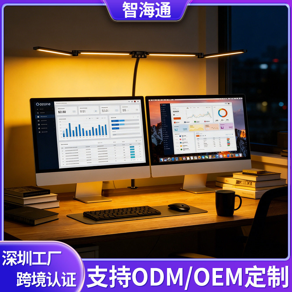 跨境led护眼台灯四灯头触摸折叠平板阅读灯桌面电脑屏幕书夹子灯