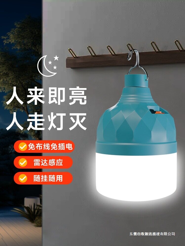 led充电感应灯楼道走廊厕所夜间不插电免接线雷达感应灯泡节能