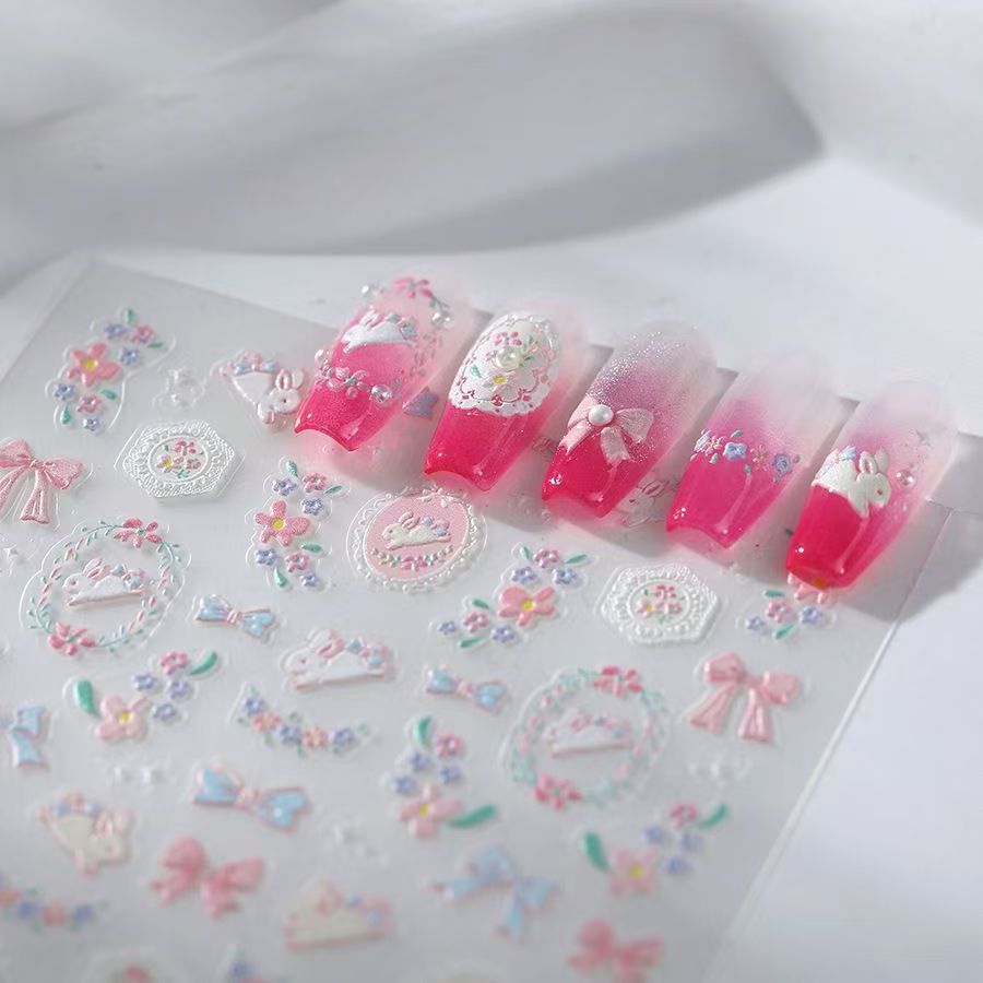 小清新3D浮雕蝴蝶结美甲贴纸