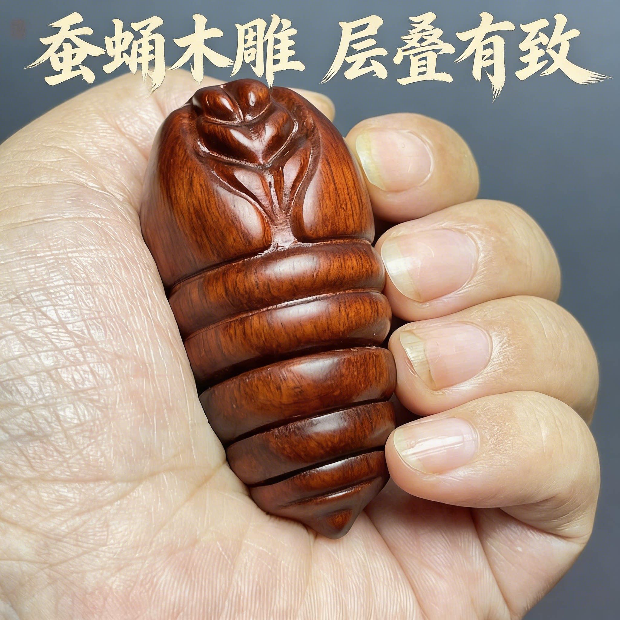 紫檀木蝉蛹雕刻工艺品紫檀木蝉蛹摆件家居装饰艺术收藏品