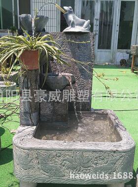 供应石雕喷泉大理石流水摆件青石雕刻喷泉室内水景摆件