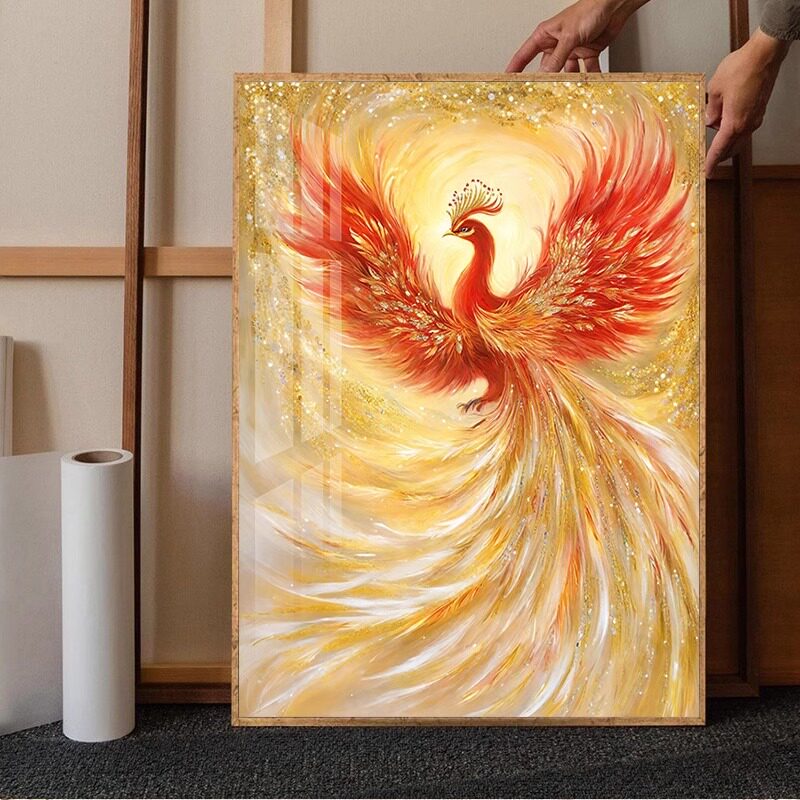 浴火凤凰钻石画满钻2025新款客厅高级感装饰手工贴钻画十字绣带框