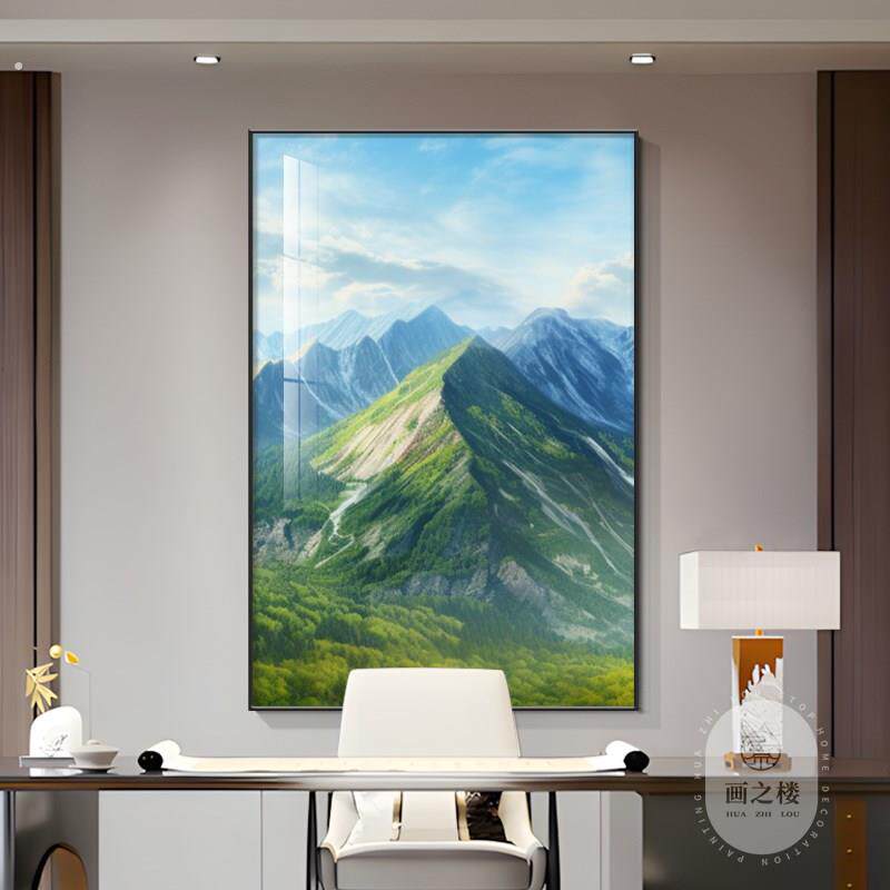 背有靠山总经理老板办公室装饰画青山图有山无水画公司背景墙挂画