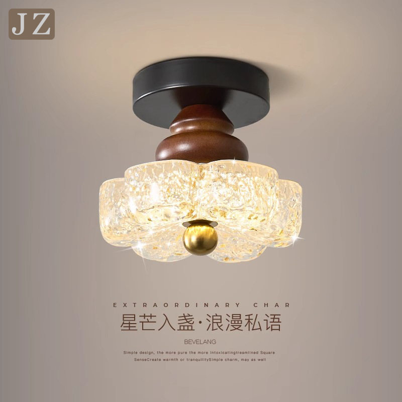 中古风轻奢水晶砂护眼花朵灯