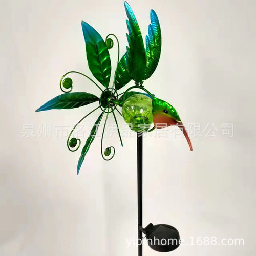 工厂直销铁艺蜂鸟太阳能彩灯