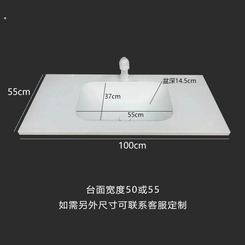 化妆室洗漱台一体盆纯压克力一体盆橡木浴室柜组合洗手盆柜