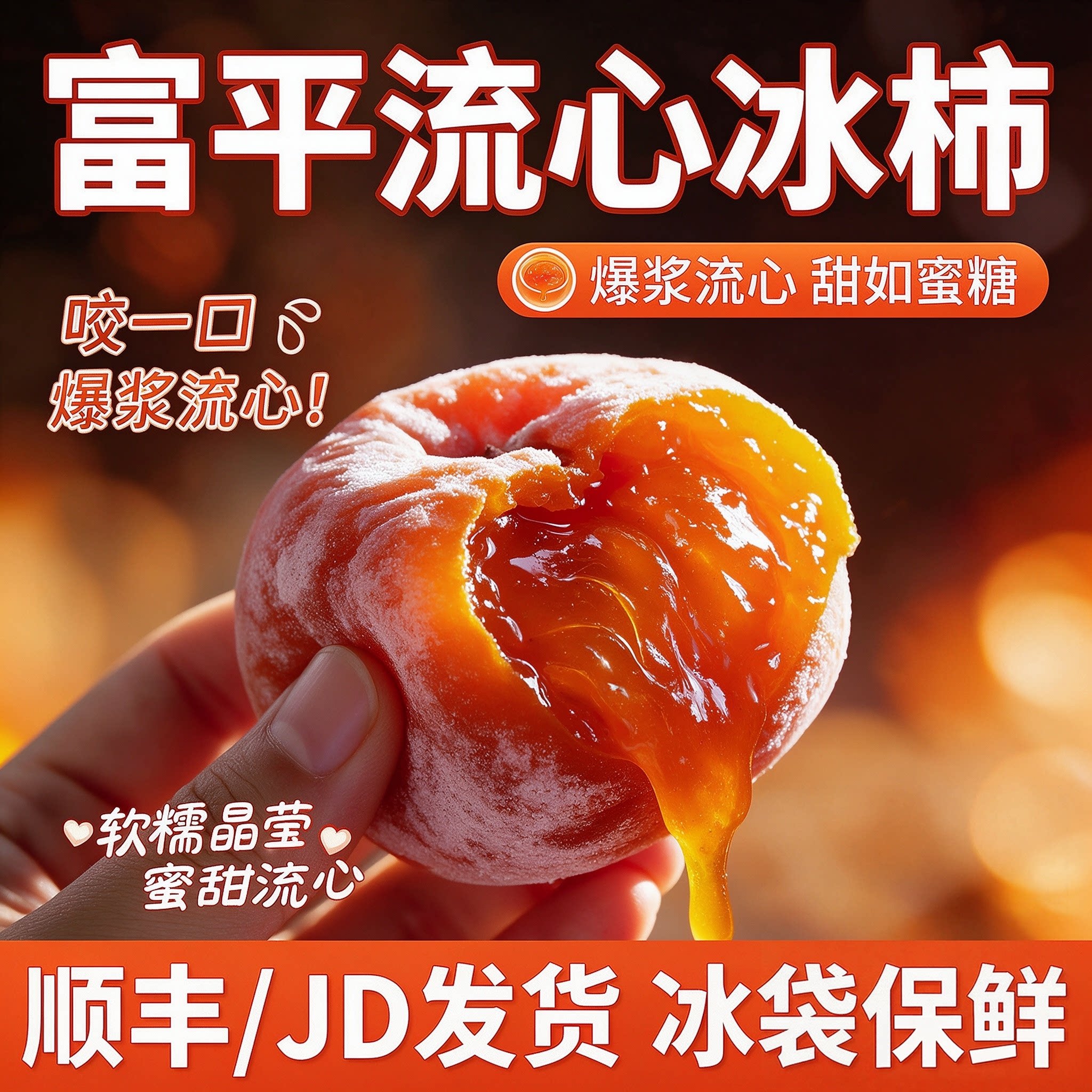 富平原溏心流心冰柿饼450g盒装