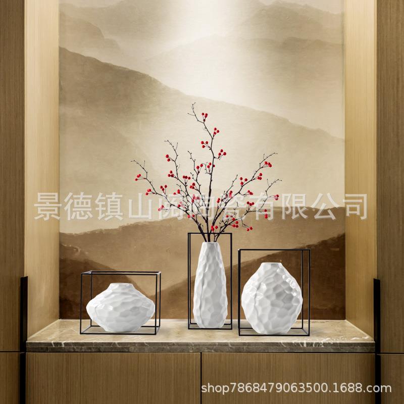 陶瓷插花现代简约素烧摆件客厅白色干花器北欧式鲜花餐桌水培花瓶