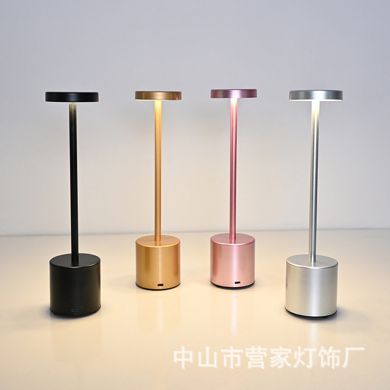 跨境led工字型充电触摸台灯餐厅卧室氛围灯床头护眼夜灯三色调光