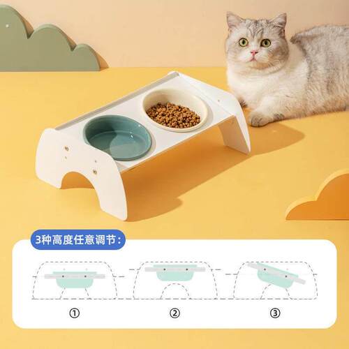 猫碗陶瓷狗狗碗食盆双碗食碗保护颈椎饭碗猫咪喝水碗饭盆宠物用品