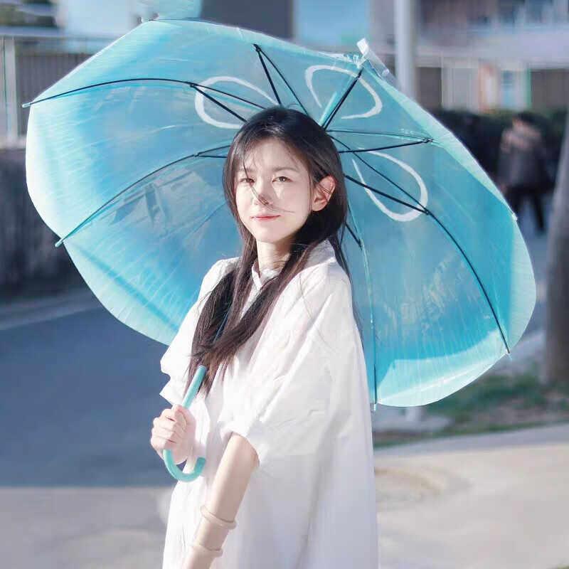 水母伞日系梦幻长柄透明雨伞海月小清新高颜值女生加固抗风直柄伞