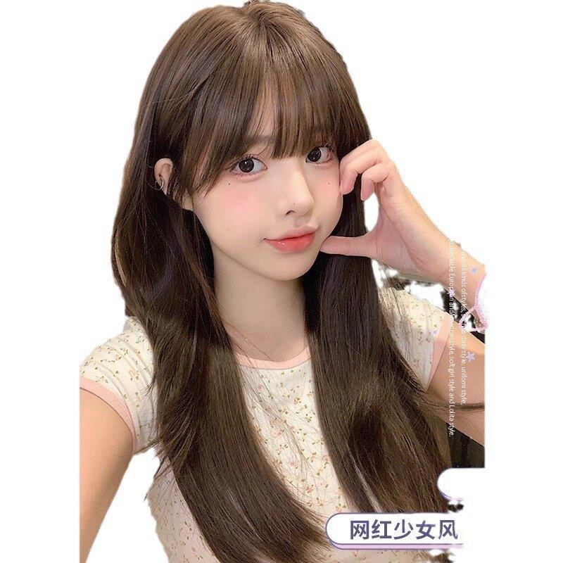 2025新款甜美全头可爱长直发女网红齐刘海假发夏季逼真日常套式