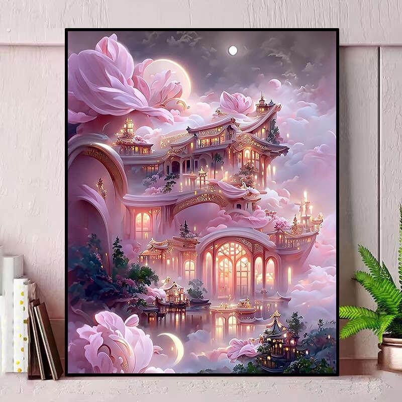 梦幻城堡风景钻石画2025新款手工贴钻十字绣砖石贴画水钻卧室满钻