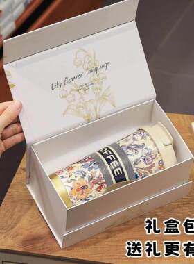保温杯女生2024新款陶瓷内胆咖啡杯高颜值男款吸管刻字定制水杯子