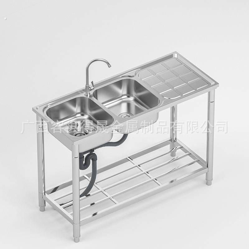 120 50双槽洗菜盆带支架洗碗池阳台商用水槽大容量多功能不锈钢