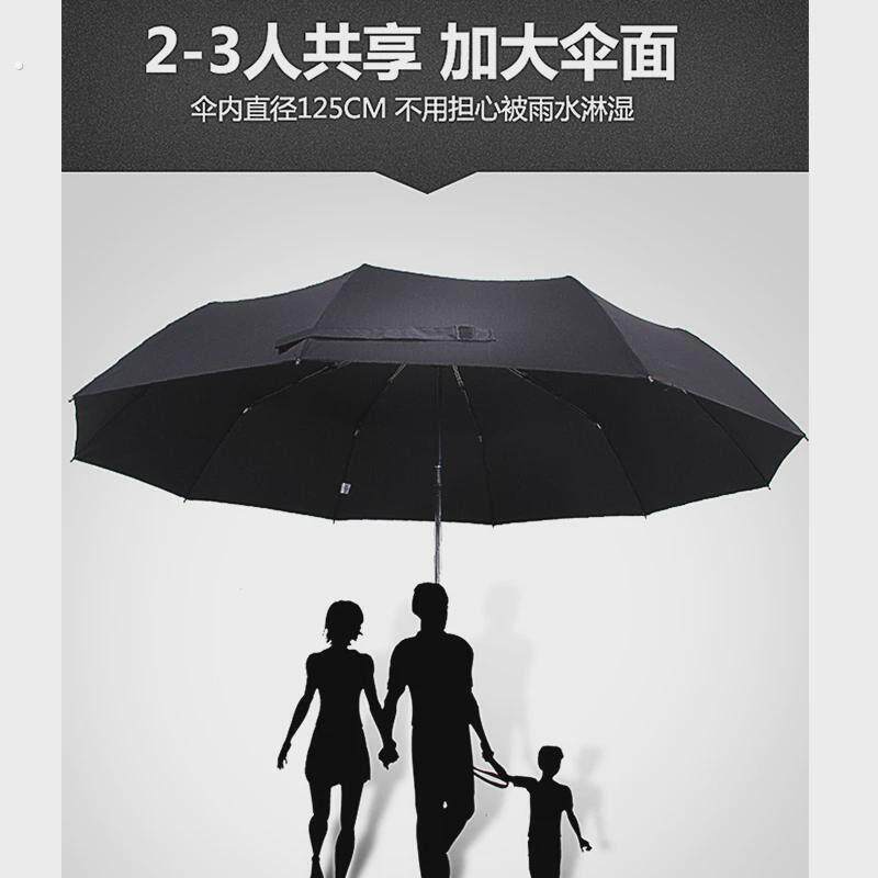 雨景全自动伞雨伞男士折叠伞大号抗风黑色双人伞加固黑伞晴雨伞