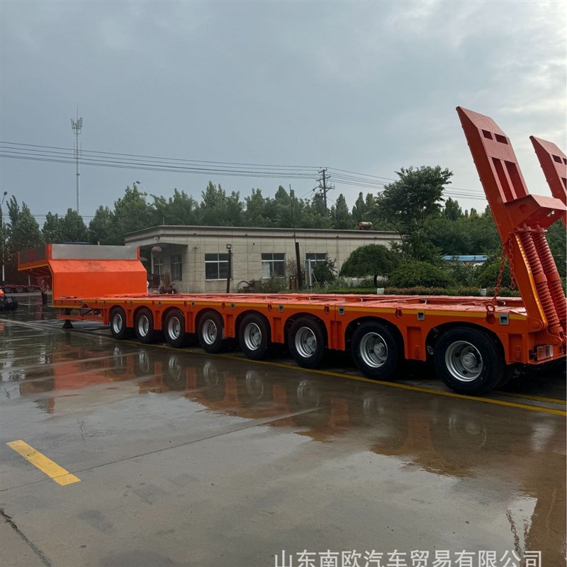伸缩式8轴低平板半挂车 轴线重型物品大件运输挂车钩机板运输车