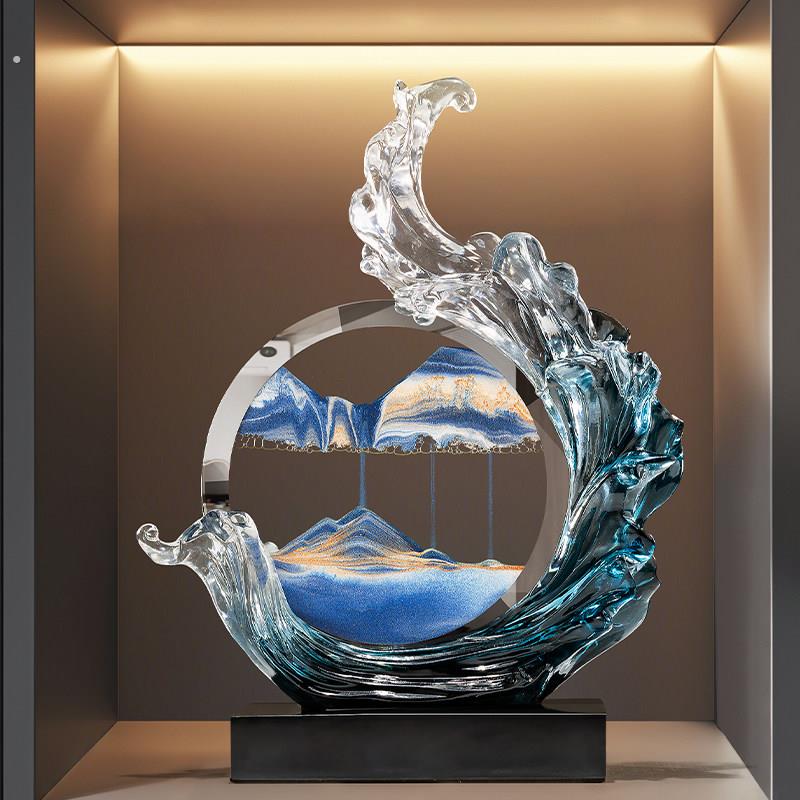风生水起流沙画摆件客厅电视柜酒柜装饰品办公室搬家乔迁新居礼物