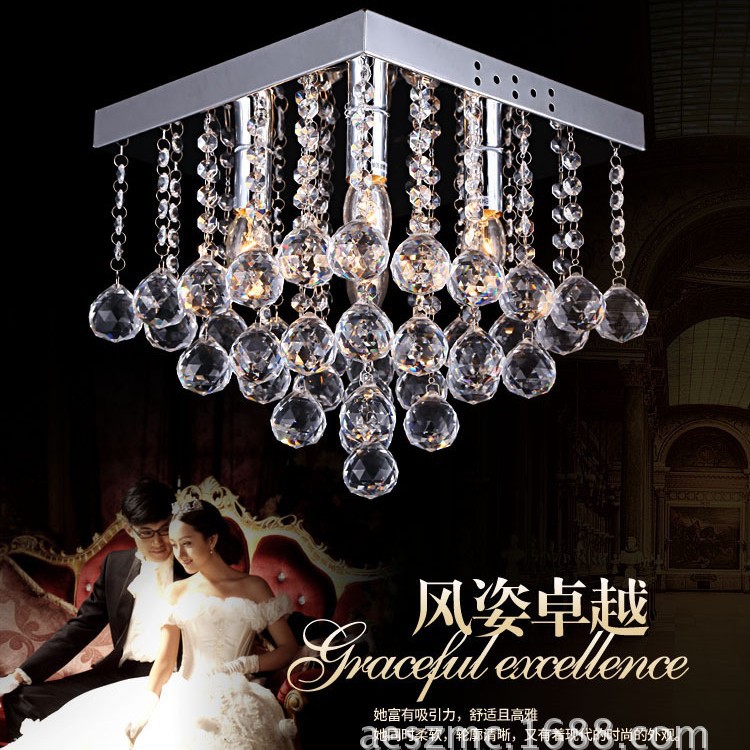 LED水晶吸顶灯客厅灯饰水晶卧室过道走廊玄关灯一件代发批发灯具