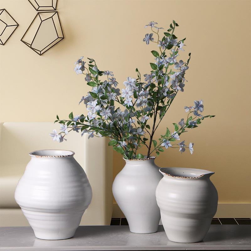 简约现代白色插花陶瓷花瓶花器水养鲜花样板房客厅家居花盆栽绿植