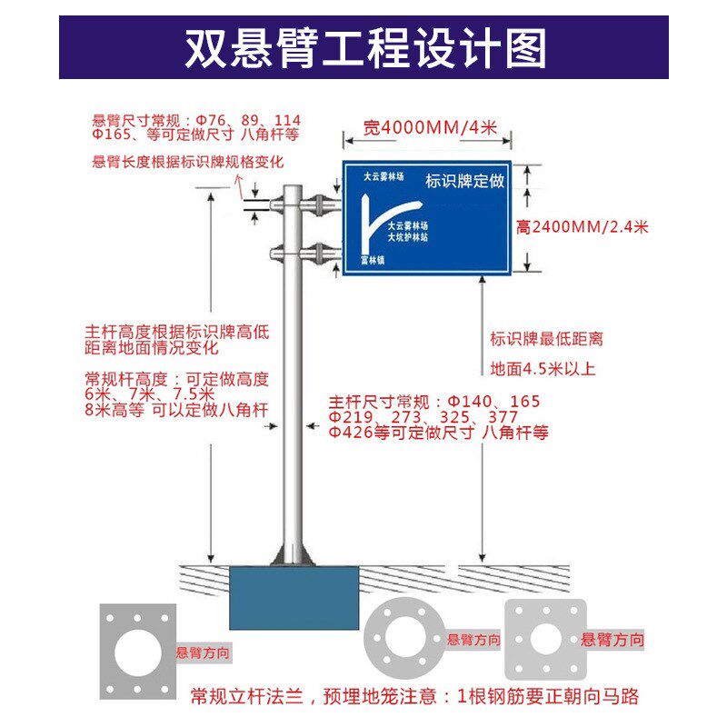 交通标志牌道路指示牌立杆立柱交通标识牌限高红绿灯路牌标牌F杆