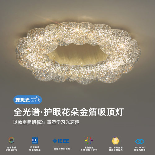 轻奢树脂全光谱护眼卧室吸顶灯