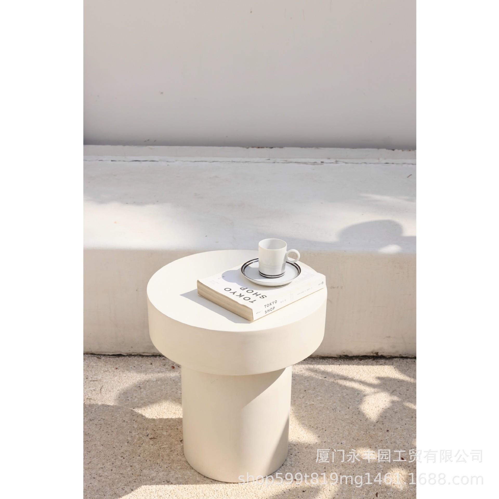 嘻物所 沙发圆形边几小户型民宿客厅白色小众茶几设计艺术气质