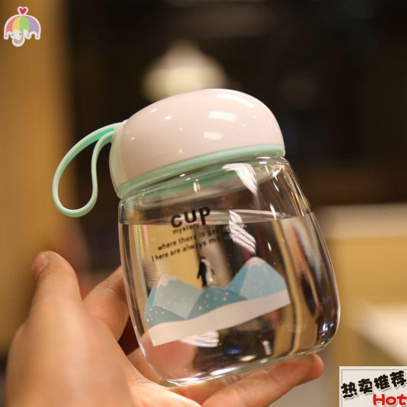 大肚玻璃杯单层水杯小巧便携迷你可爱女生超萌网红豆浆杯家用外带