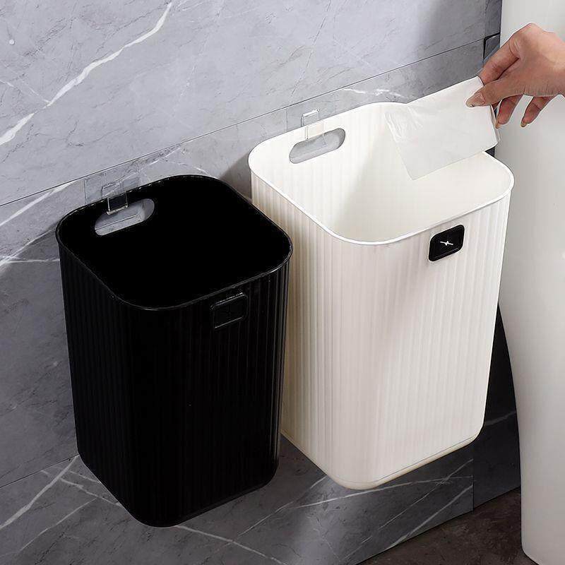 多功能家用厨房垃圾桶挂壁式免打孔整体橱柜门壁挂式省力免压圈垃