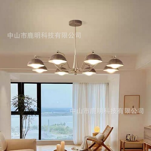 法式中古风客厅吊灯复古胡桃