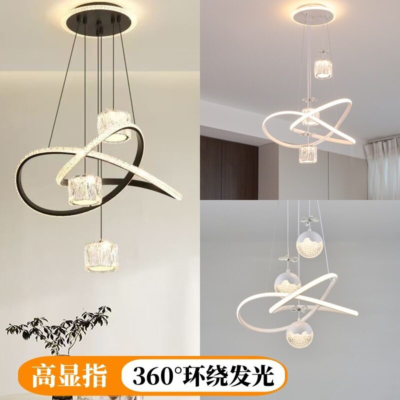 餐厅吊灯奶油风白色极简现代简约吧台现代吊灯吸顶灯卧室水晶灯
