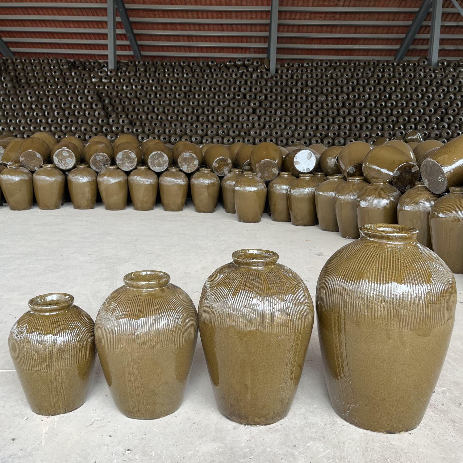 黄釉土陶空酒坛子 黄酒坛陶瓷复古老式酒坛20斤0斤50斤酒缸家用
