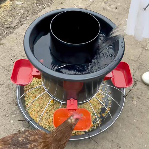 新款两用鸡食槽防水防晒防糟蹋干湿分离水满自停养殖家禽喂食槽