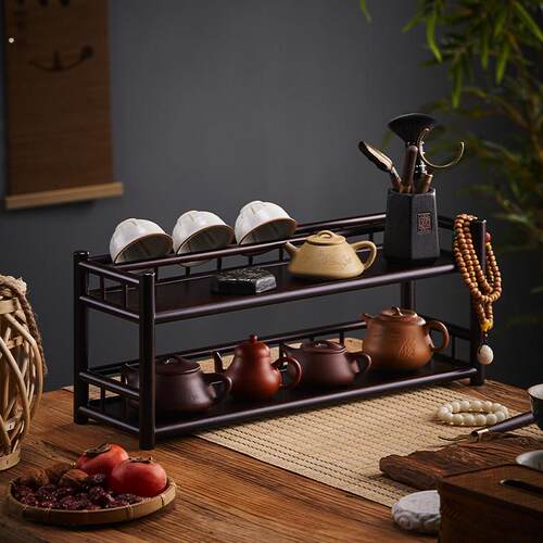 茶具置物架桌上茶杯茶壶收纳架摆件展示柜小博古架茶架子中式茶棚