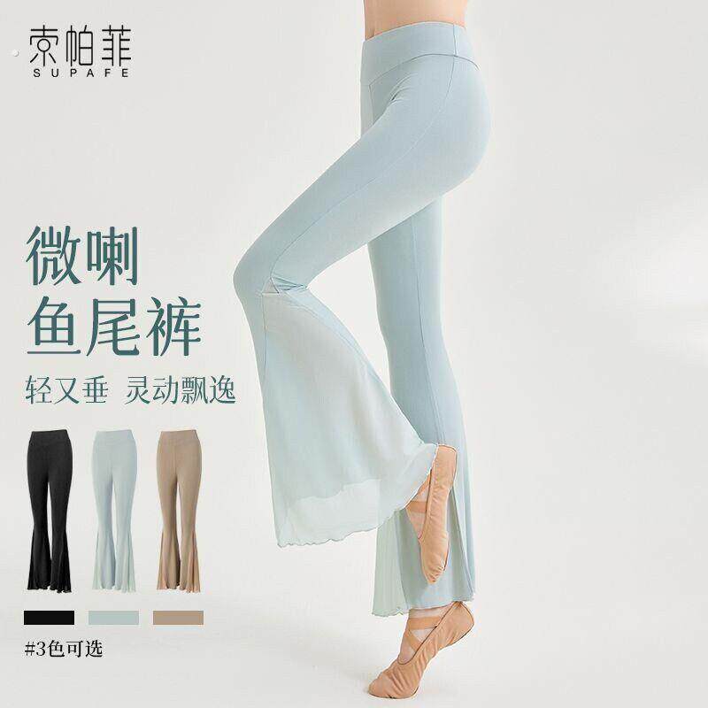 舞蹈绝美练功服好看的春夏款古典舞跳舞裤子教师网纱高腰飘逸服装