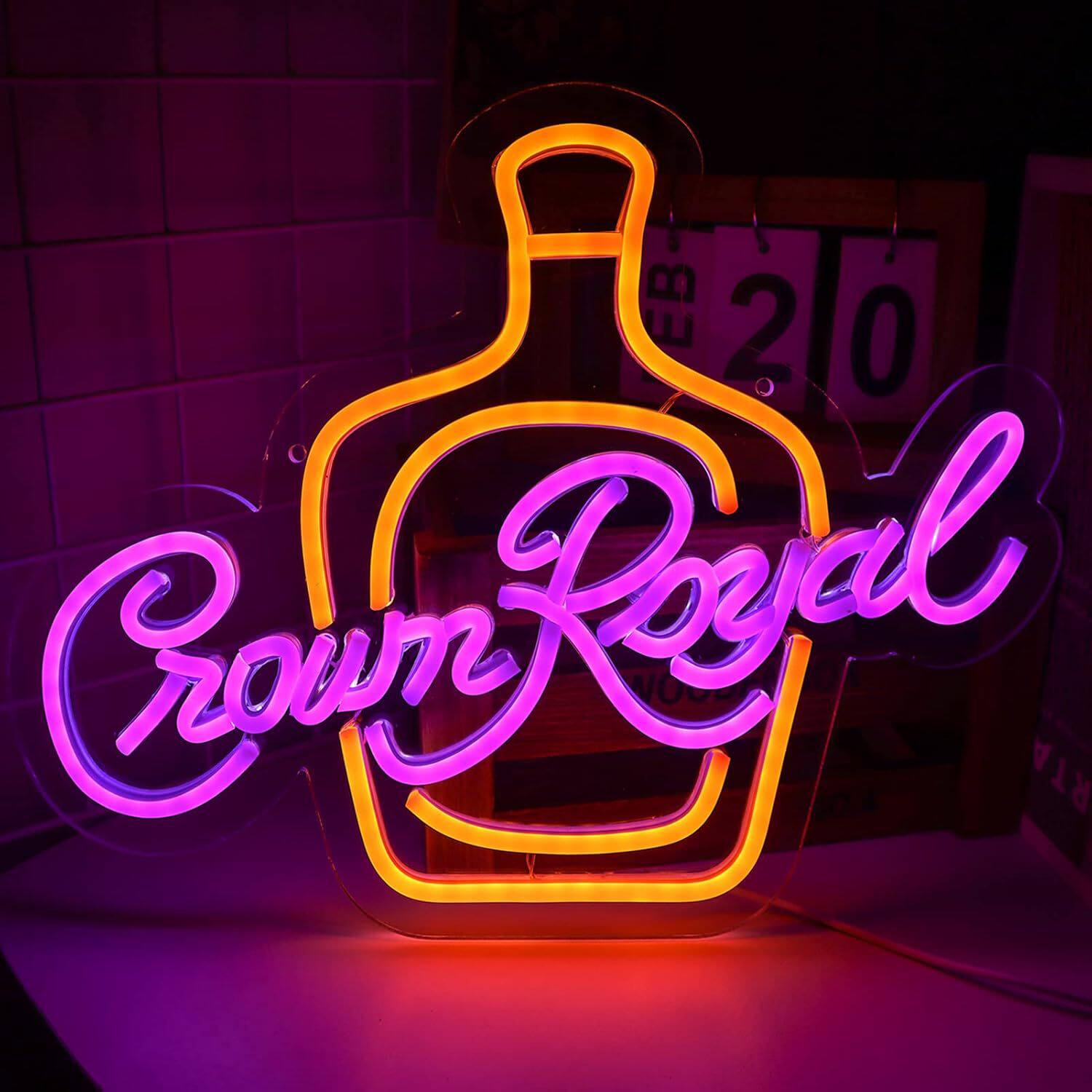 led霓虹灯背板酒瓶whiskey造型灯透明亚克力酒吧摆件氛围灯标识牌