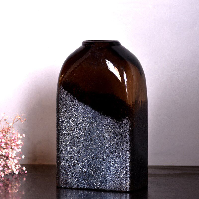 厂家 彩色玻璃花瓶插花器 美式艺术摆饰 家居办公装饰摆件