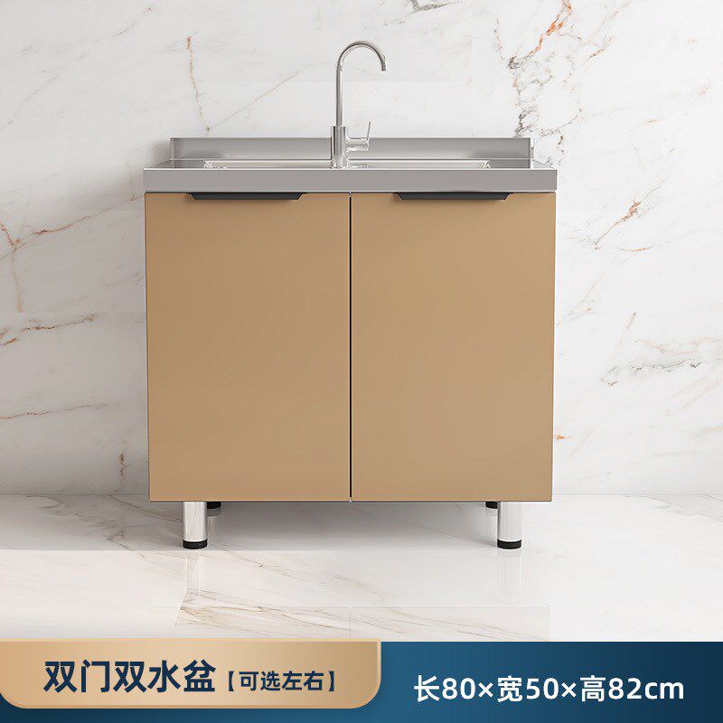 不锈钢橱柜灶台柜一体简易经济租房储物柜碗柜水槽柜家用厨房橱柜