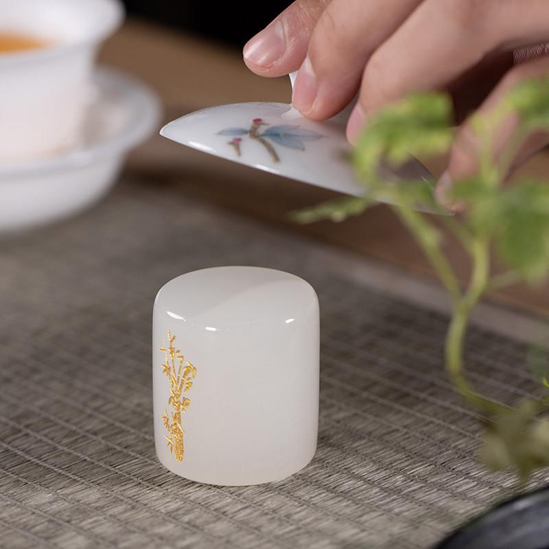 高档雕刻玉石盖置壶盖托茶宠摆件盖碗托茶桌功夫茶具配件茶道零配