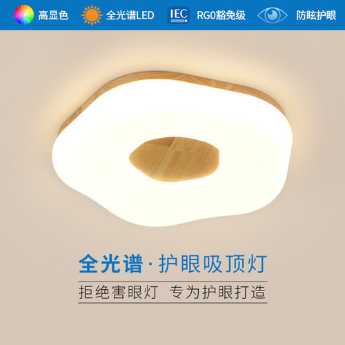 广东中山灯具温馨浪漫奶油风花朵卧室灯北欧原木主卧房间吸顶灯饰