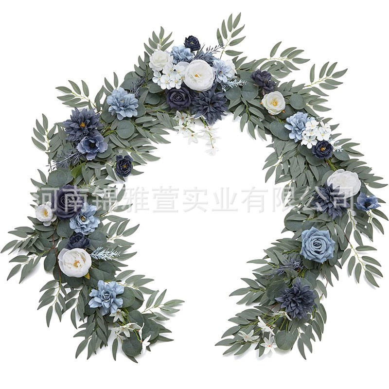 亚马逊婚礼仿真花尤加利玫瑰桉树花藤条桌椅装饰花条藤条厂家
